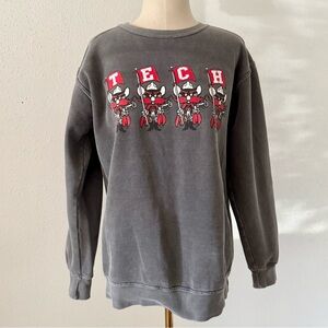 TEXAS TECH Red Raiders Mascot Crew Neck Sweatshirt Grey Women's sz Small Sweater